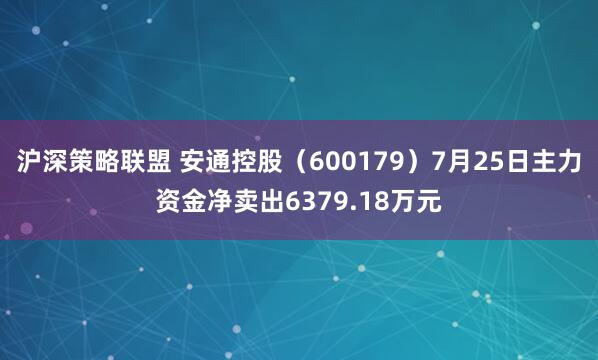 沪深策略联盟 安通控股（600179）7月25日主力资金净卖出6379.18万元