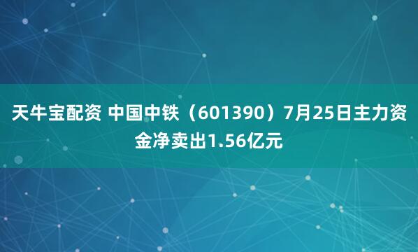天牛宝配资 中国中铁（601390）7月25日主力资金净卖出1.56亿元