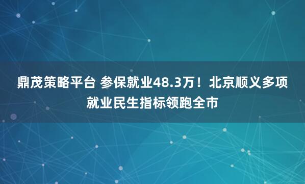 鼎茂策略平台 参保就业48.3万！北京顺义多项就业民生指标领跑全市